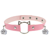 Halsband Kunstleder PU, mit Katzen-Ring und Glöckchen