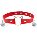 Halsband Kunstleder PU, mit Katzen-Ring und Glöckchen