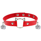 Halsband Kunstleder PU, mit Katzen-Ring und Glöckchen