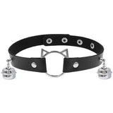 Halsband Kunstleder PU, mit Katzen-Ring und Glöckchen