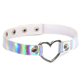 Halsband Kunstleder PU, mit Herz-Ring mit PerlmuttGlanz