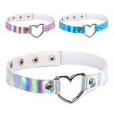 Halsband Kunstleder PU, mit Herz-Ring mit PerlmuttGlanz