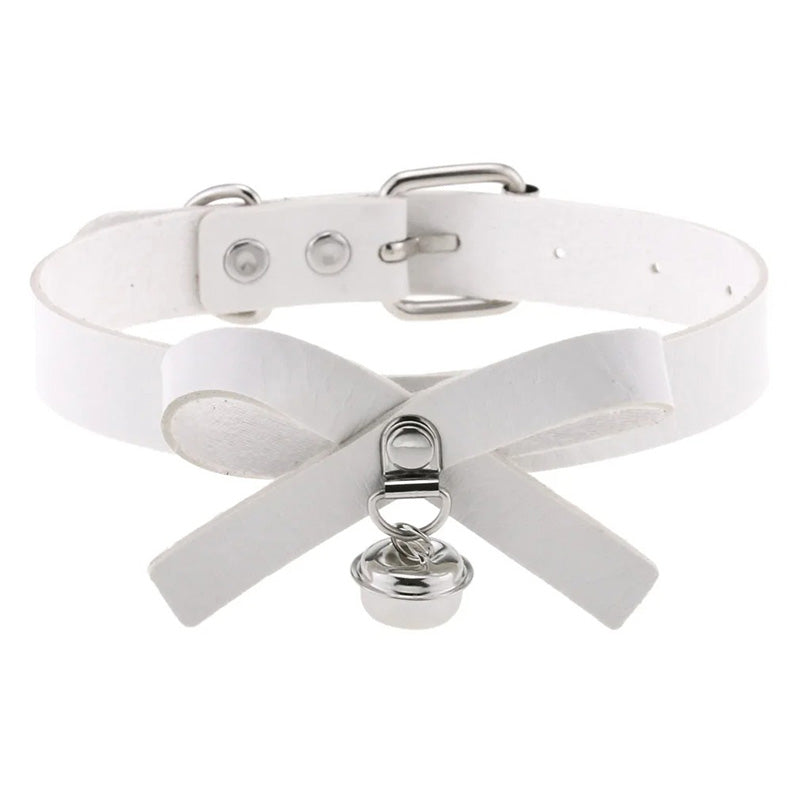 Halsband Kunstleder PU, mit Mascherl und Glöckchen