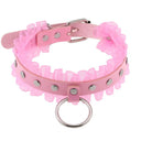 Halsband Kunstleder PU, mit Rüschen