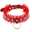 Halsband Kunstleder PU, mit Rüschen