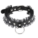 Halsband Kunstleder PU, mit Rüschen