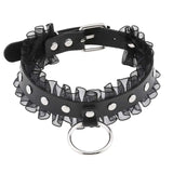 Halsband Kunstleder PU, mit Rüschen