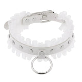 Halsband Kunstleder PU, mit Rüschen