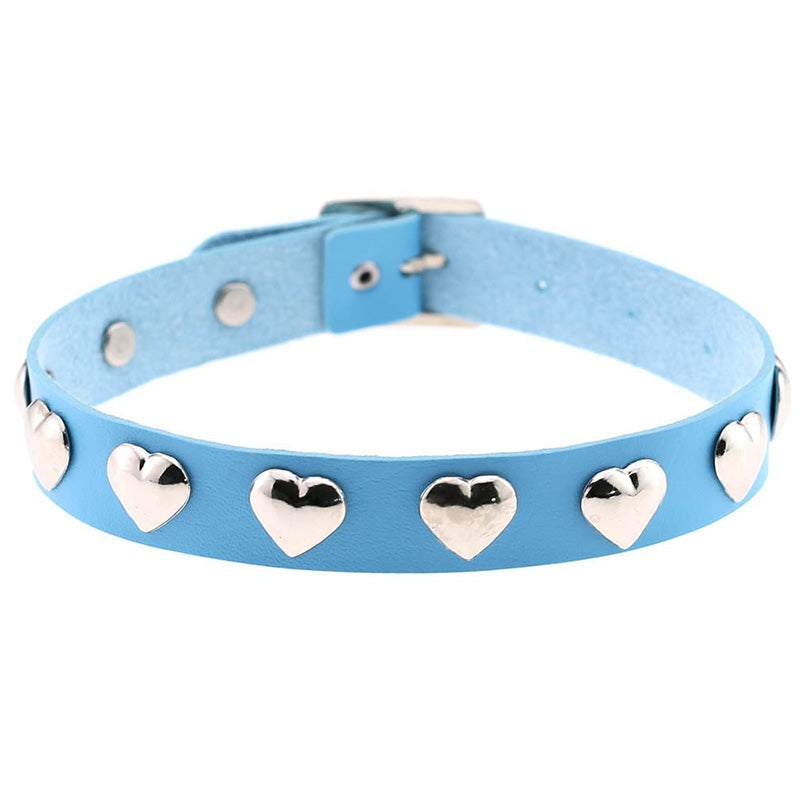 Halsband Kunstleder PU, mit Herzen