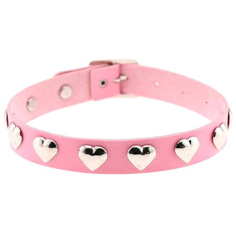 Halsband Kunstleder PU, mit Herzen