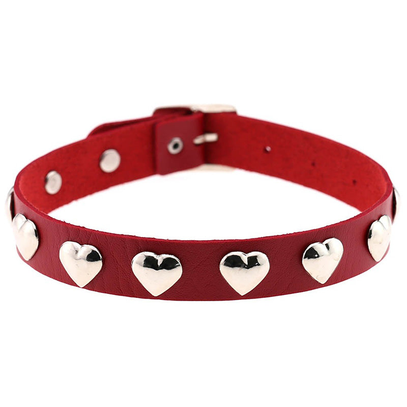 Halsband Kunstleder PU, mit Herzen