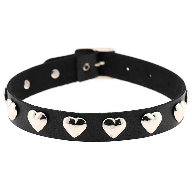 Halsband Kunstleder PU, mit Herzen