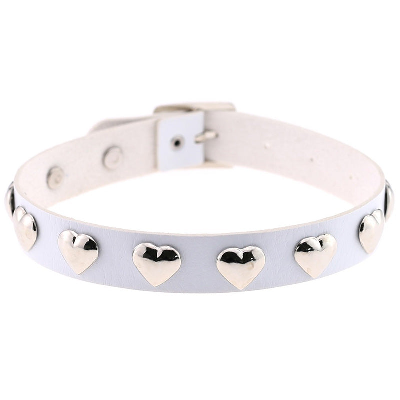 Halsband Kunstleder PU, mit Herzen