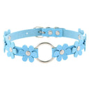 Halsband Kunstleder PU, mit PU-Blumen