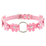 Halsband Kunstleder PU, mit PU-Blumen