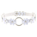 Halsband Kunstleder PU, mit PU-Blumen