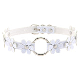 Halsband Kunstleder PU, mit PU-Blumen