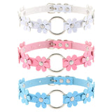 Halsband Kunstleder PU, mit PU-Blumen