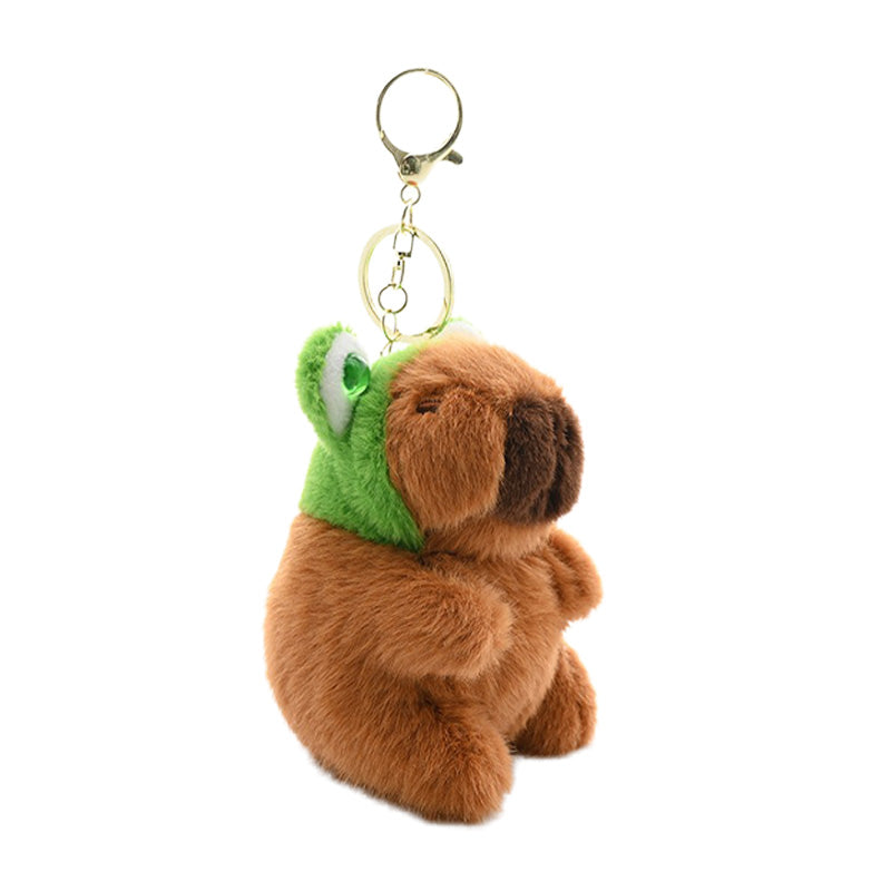 Schlüsselanhänger Plüsch Capybara mit Tiermütze