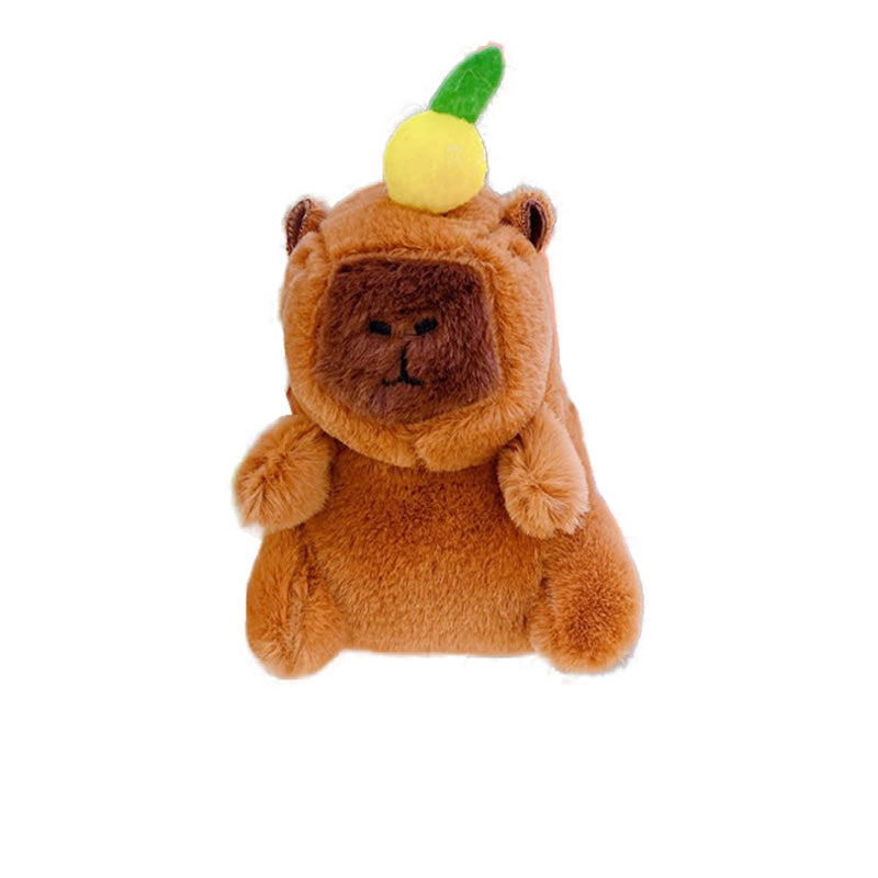 Schlüsselanhänger Plüsch Capybara mit Frucht