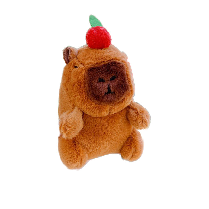 Schlüsselanhänger Plüsch Capybara mit Frucht