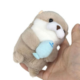 Schlüsselanhänger Plüsch Otter mit kleinem Fisch