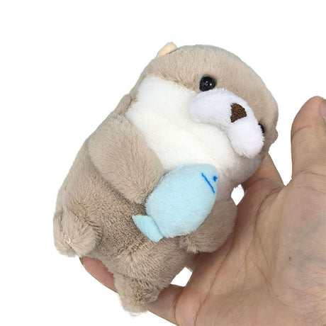 Schlüsselanhänger Plüsch Otter mit kleinem Fisch