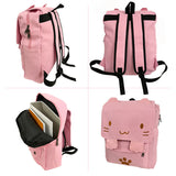 Rucksack Canvas Stoff mit Katzengesicht