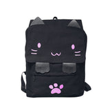 Rucksack Canvas Stoff mit Katzengesicht