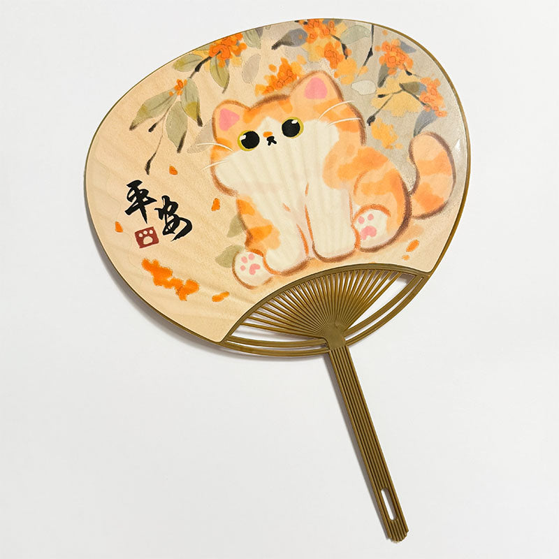 niedlicher Handfächer (Blattfächer, aus Kunststoff und Papier)