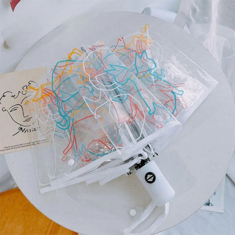 Automatik-Regenschirm transparent mit Katzen