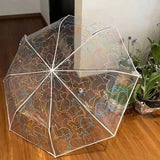 Automatik-Regenschirm transparent mit Katzen