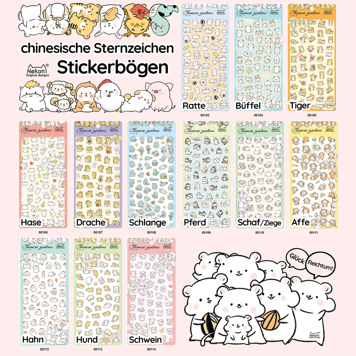 Stickerbogen chinesische Sternzeichen