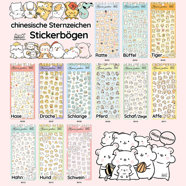Stickerbogen chinesische Sternzeichen