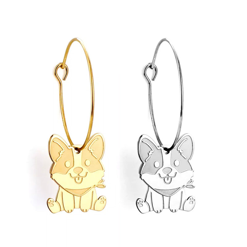 Ohrringe aus Edelstahl *Ring mit Hund*