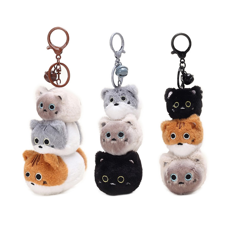 Schlüsselanhänger Plüsch drei Katzen 
