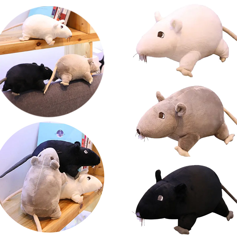 3 Plüschratten in den Farben weiß, grau oder schwarz.