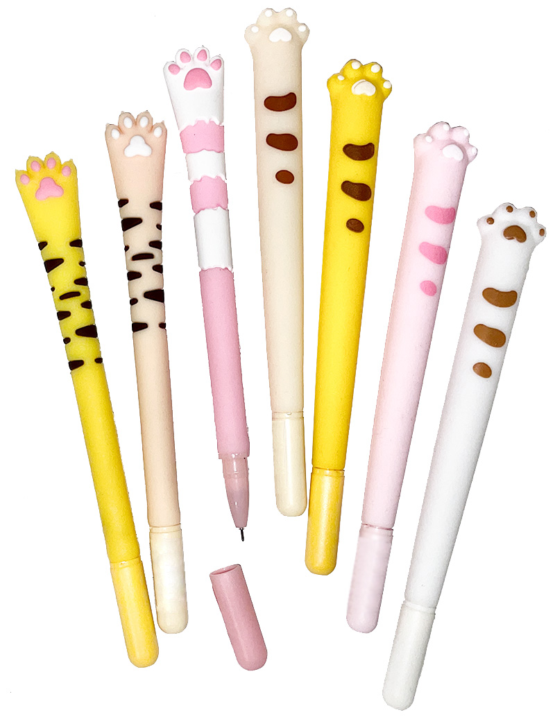 Stifte-Pfoten Stifte in Katzenpfotenform in 7 verschiedenen Farben und Mustern.