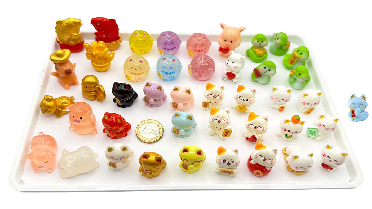 Figur/Glücksbringer (Glückskatzen / Gold / Schweinchen)