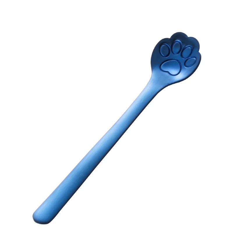Teelöffel in Katzenpfotenform in blau.