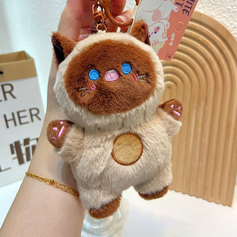 Siamkatzenplüschtier-Schlüsselanhänger.