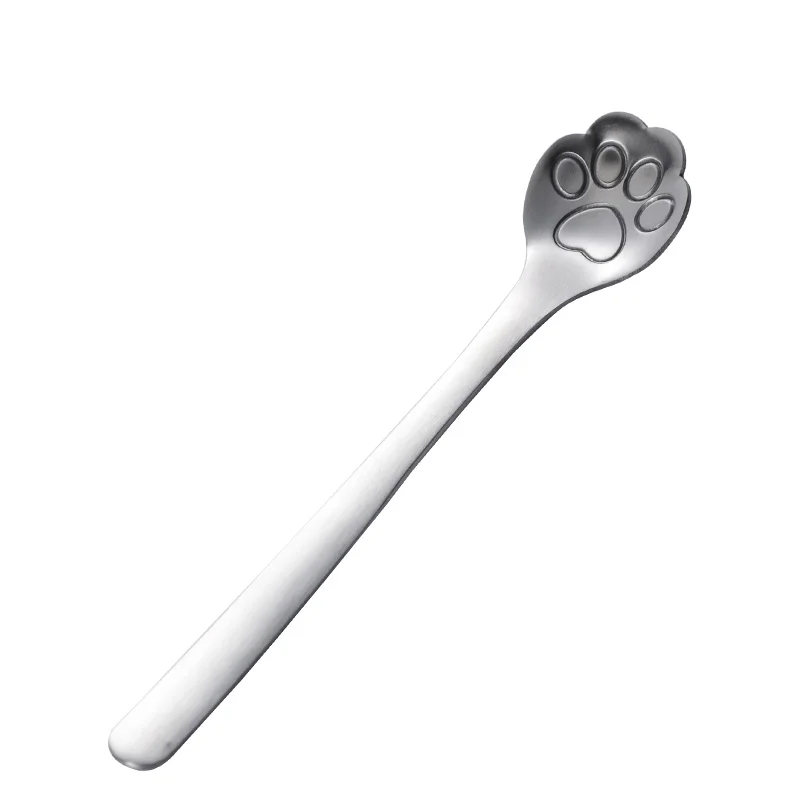 Teelöffel in Katzenpfotenform in silber.