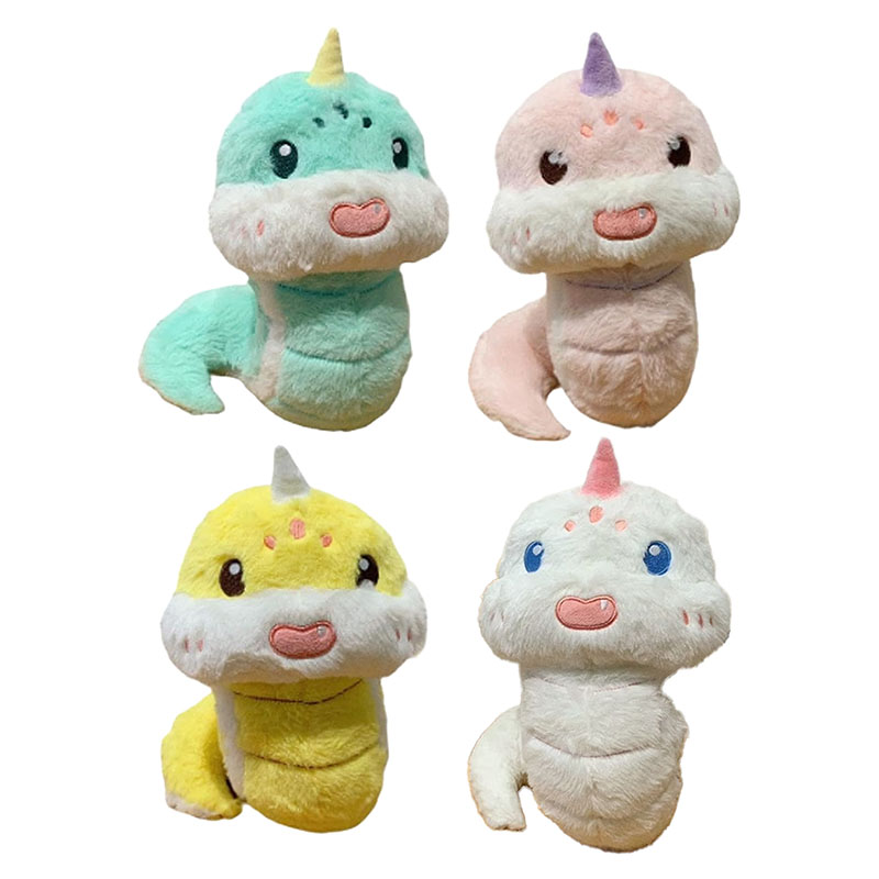 Kuscheltier flauschige Schlange mit Horn