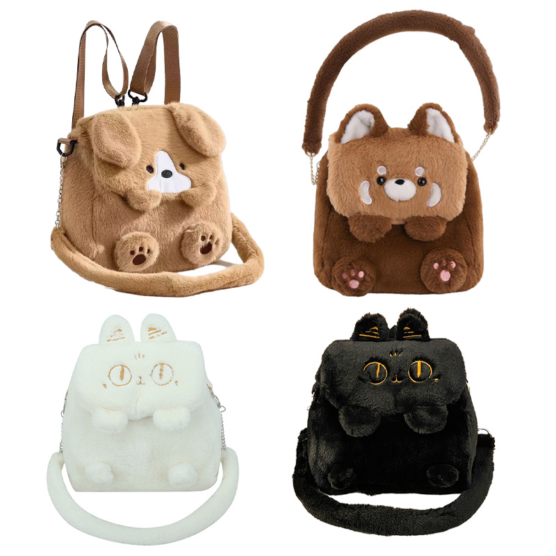 Umhängetasche und Rucksack, flauschig Katze/Hund/roter Panda