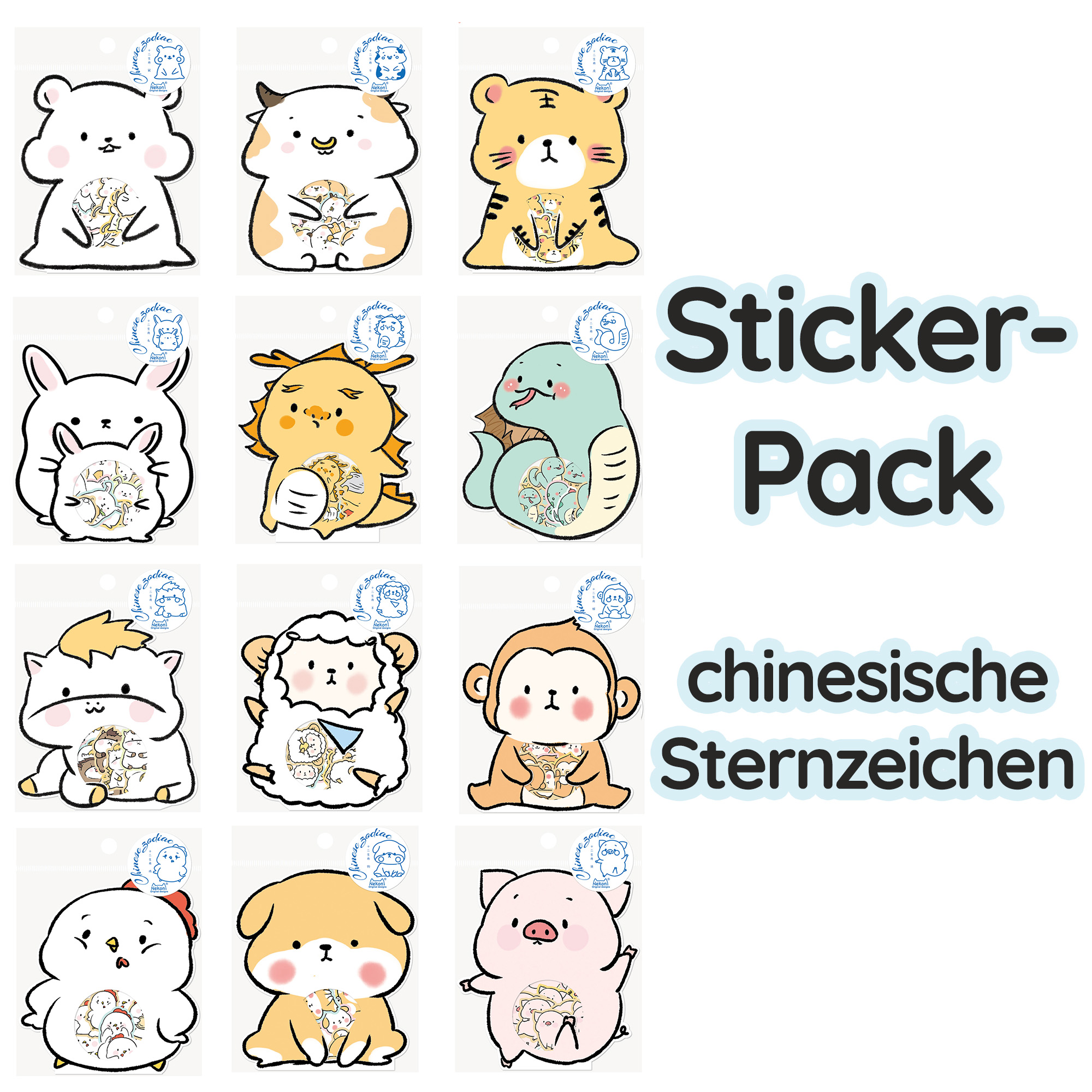 Sticker-Pack chinesische Sternzeichen