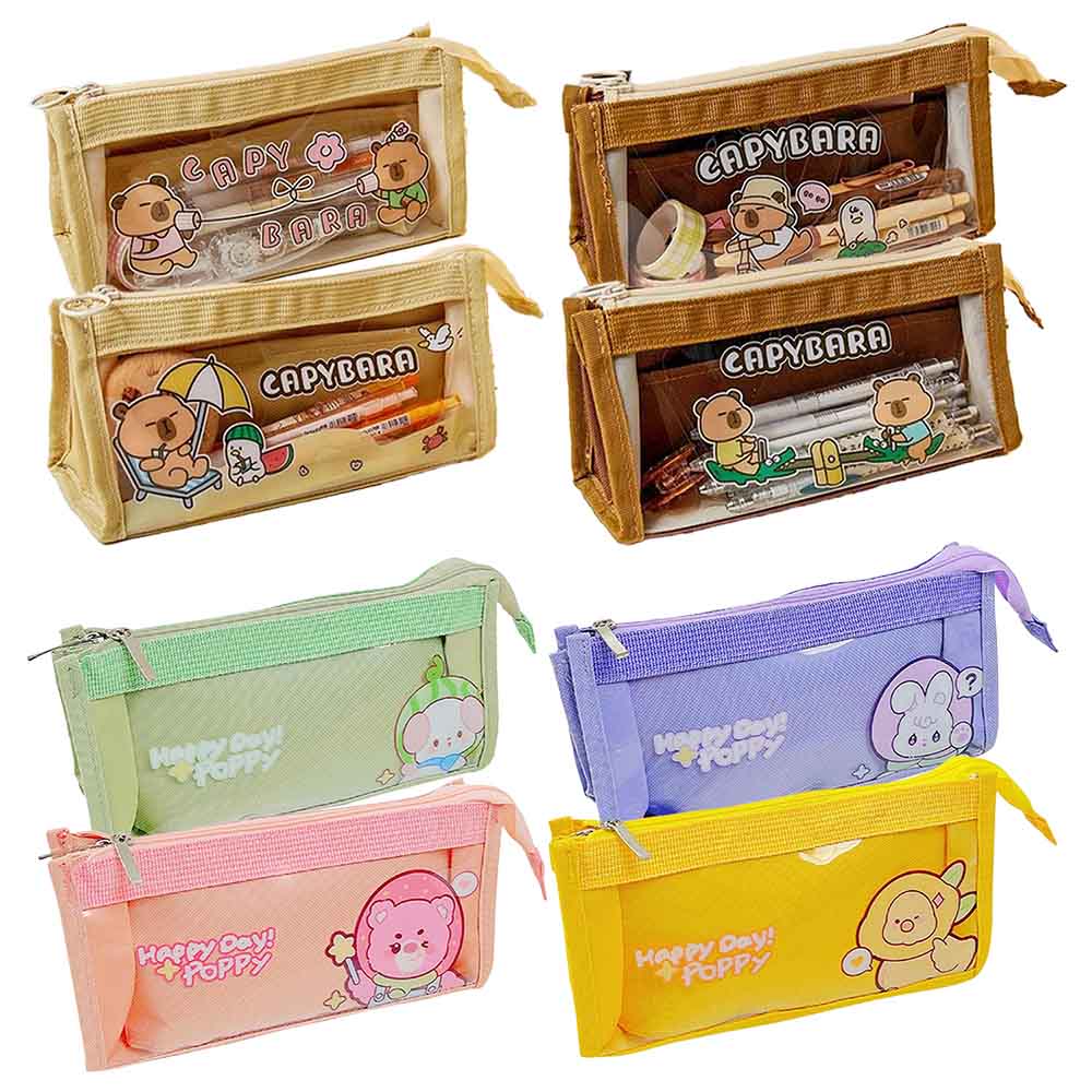 Federpenal Tiere und Capybara (Canvas und PVC)