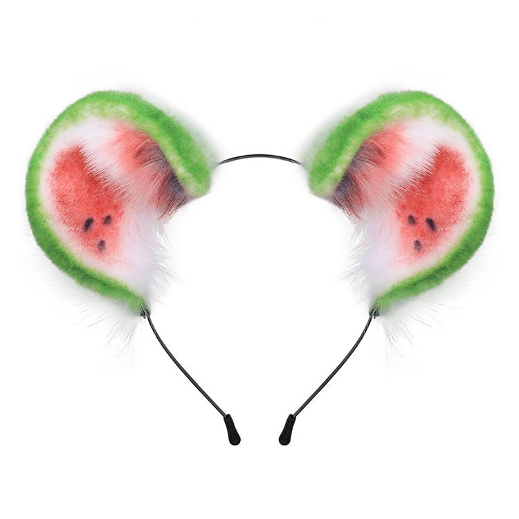 Haarreifen Fell-Ohren rund als Wassermelonen-Design Maus/Hamster/Bär