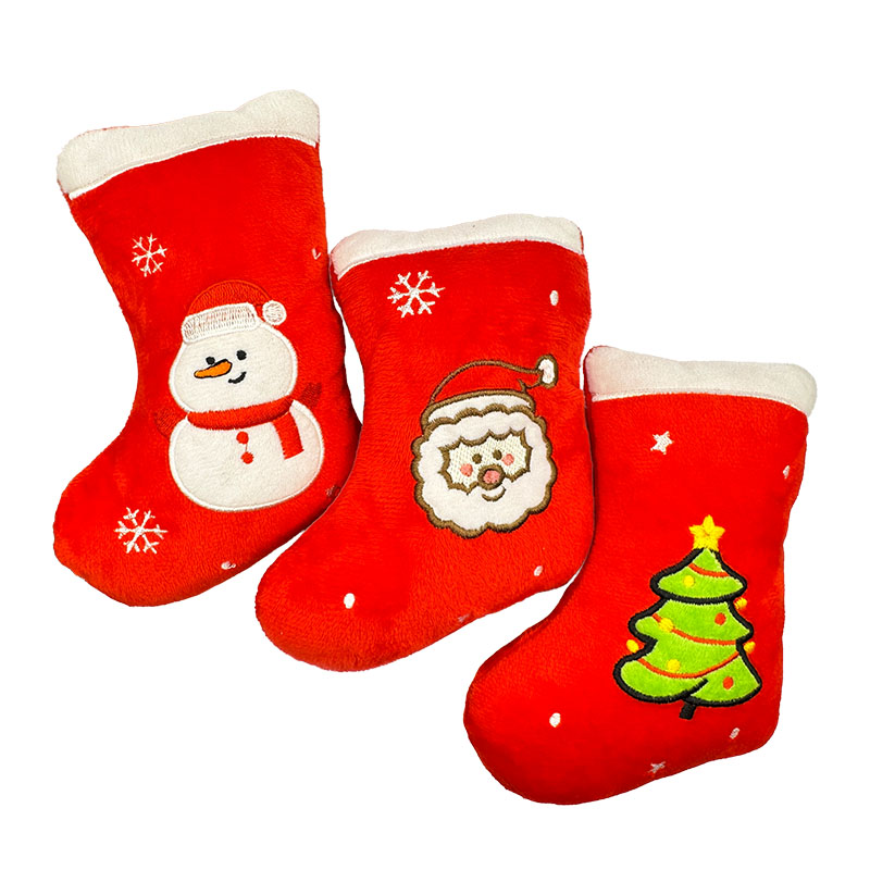 Hundespielzeug groß mit Quietscher Weihnachts-Stiefel