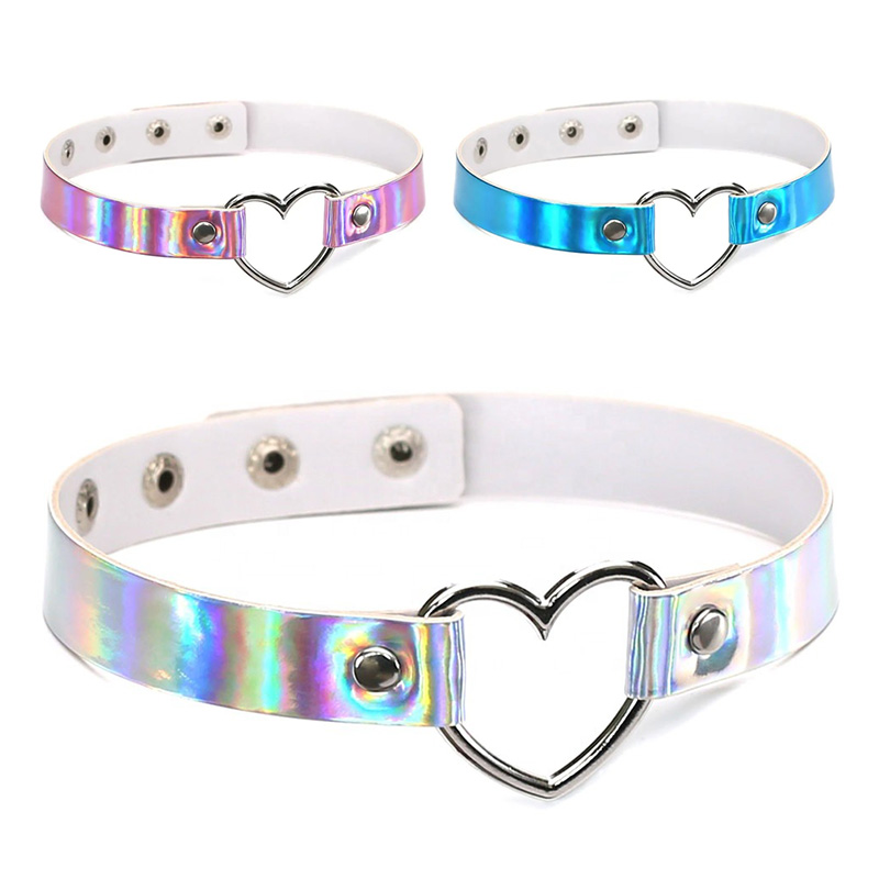 Halsband Kunstleder PU, mit Herz-Ring mit PerlmuttGlanz