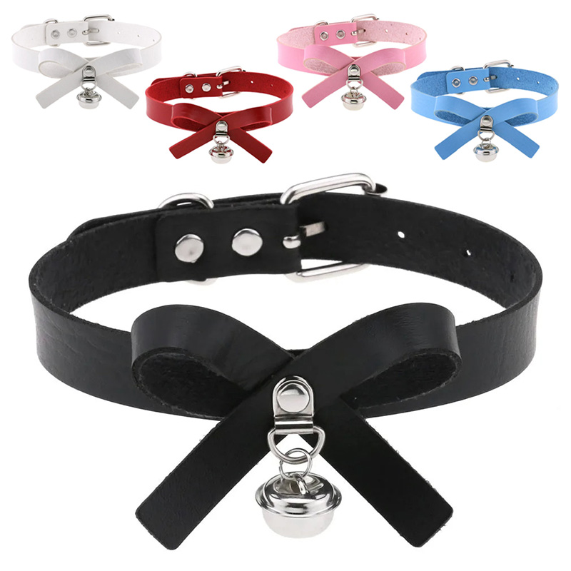 Halsband Kunstleder PU, mit Mascherl und Glöckchen